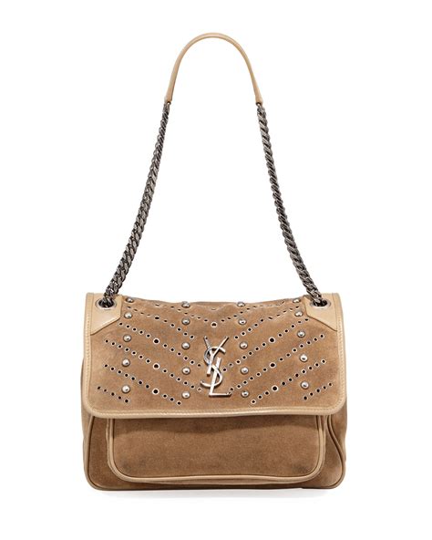 ysl monogram satchel medium|SAINT LAURENT Suede Monogram Medium Niki Chain Satchel .